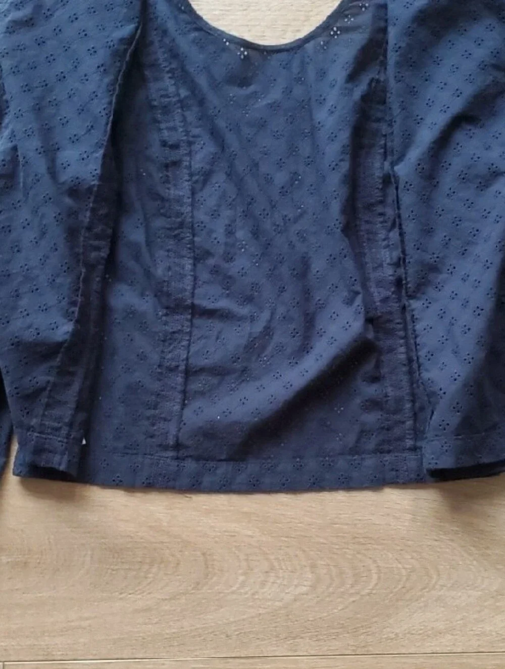 Women's Madewell Navy Eyelet Puff-Sleeve Blouse, Sz 4